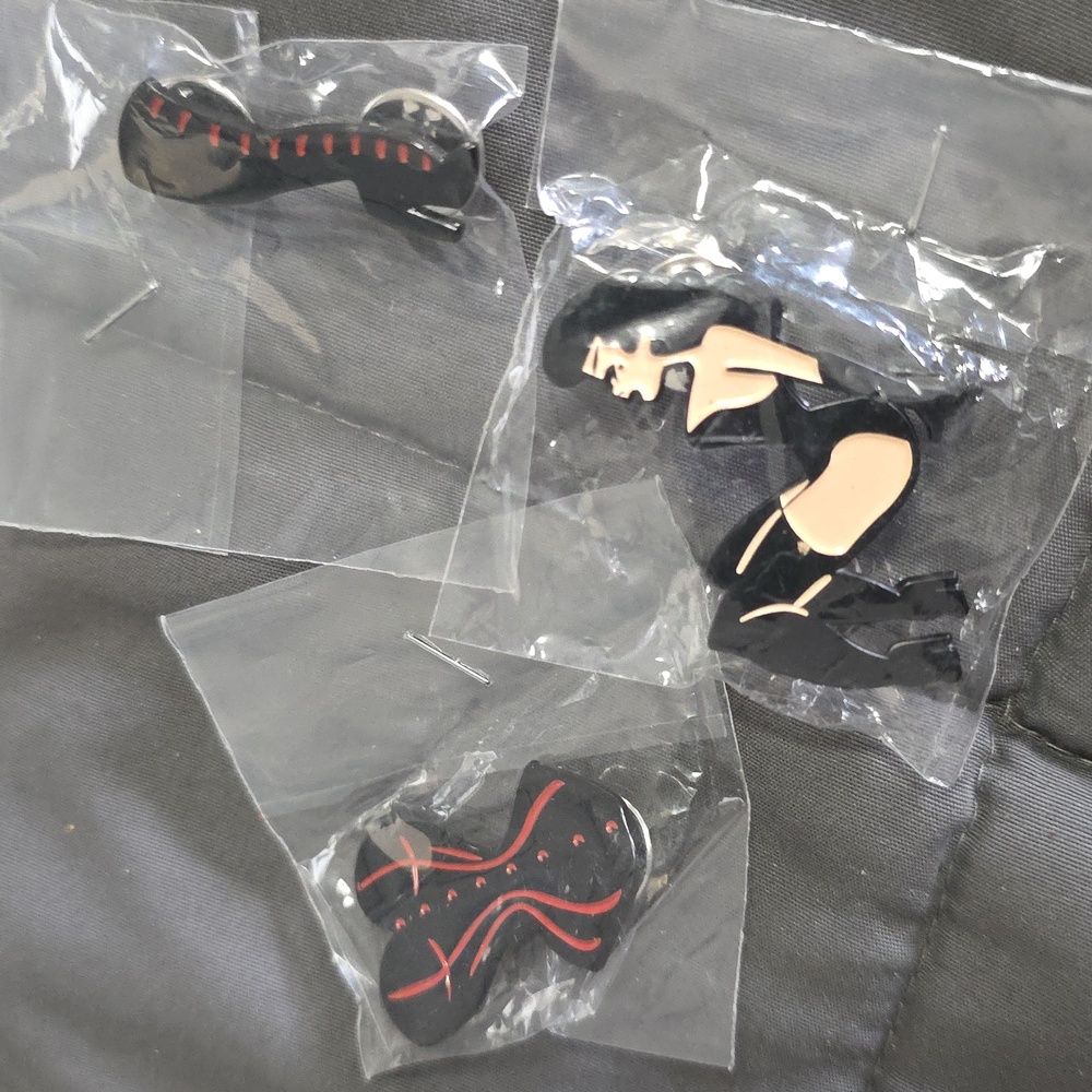 3 PUG FETISH PRINT BROOCH PINS By MICHELINE PITT